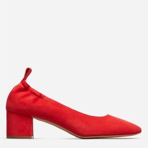 Everlane The Italian Leather Day Heel in Red Suede